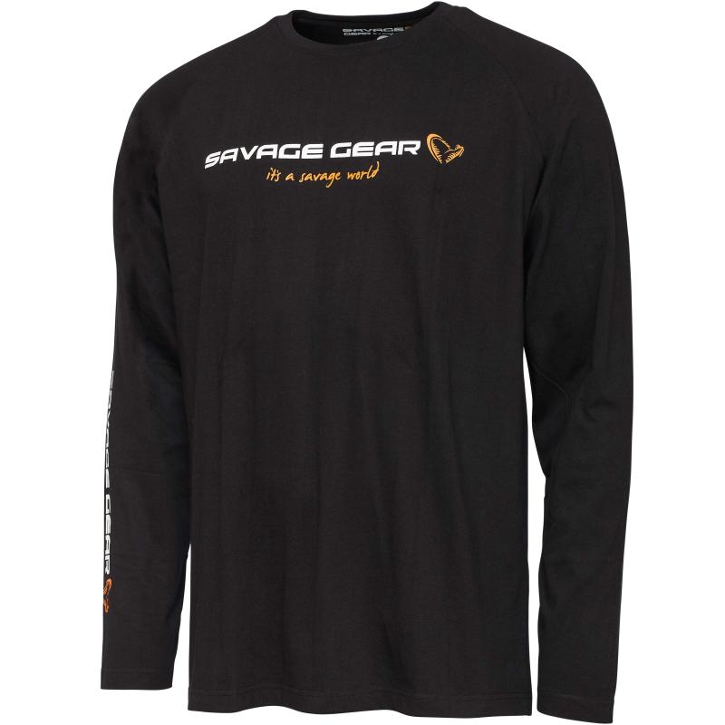 Savage Gear Signature Logo Long Sleeve T-Shirt Xl Black Caviar