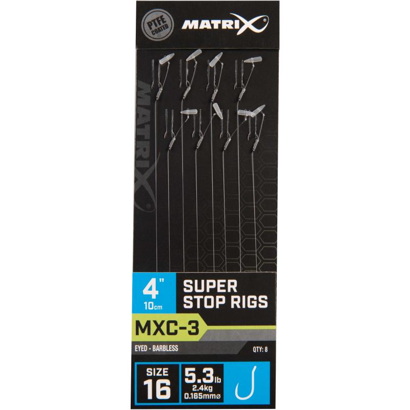 Matrix Mxc-3 Size 16 Barbless 0.165mm 4" 10cm Super Stop 8Pcs