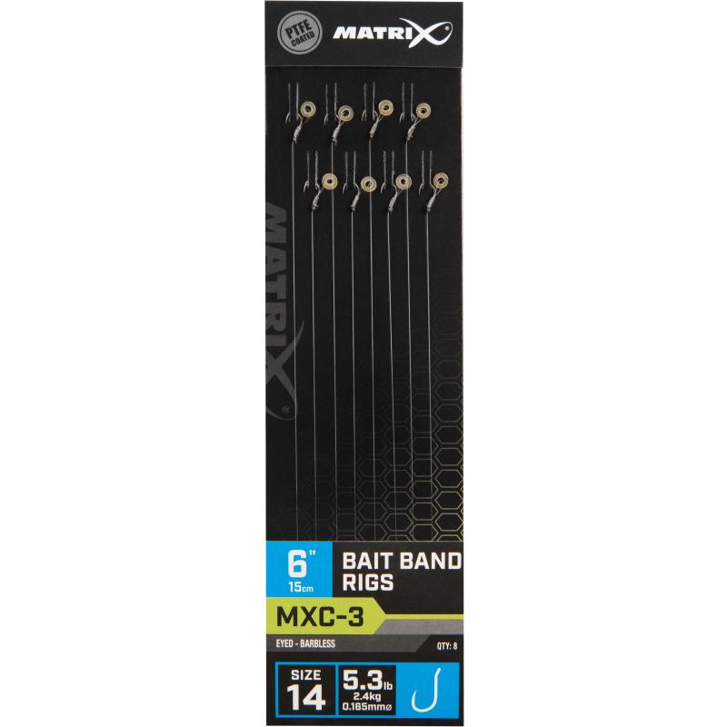 Matrix Mxc-3 Size 14 Barbless 0.165mm 6" 15cm Bait Band 8Pcs