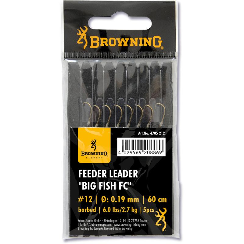 12 Feeder Leader Big Fish FC bronze 2,7kg,6,0lbs 0,19mm 60cm 5Stück