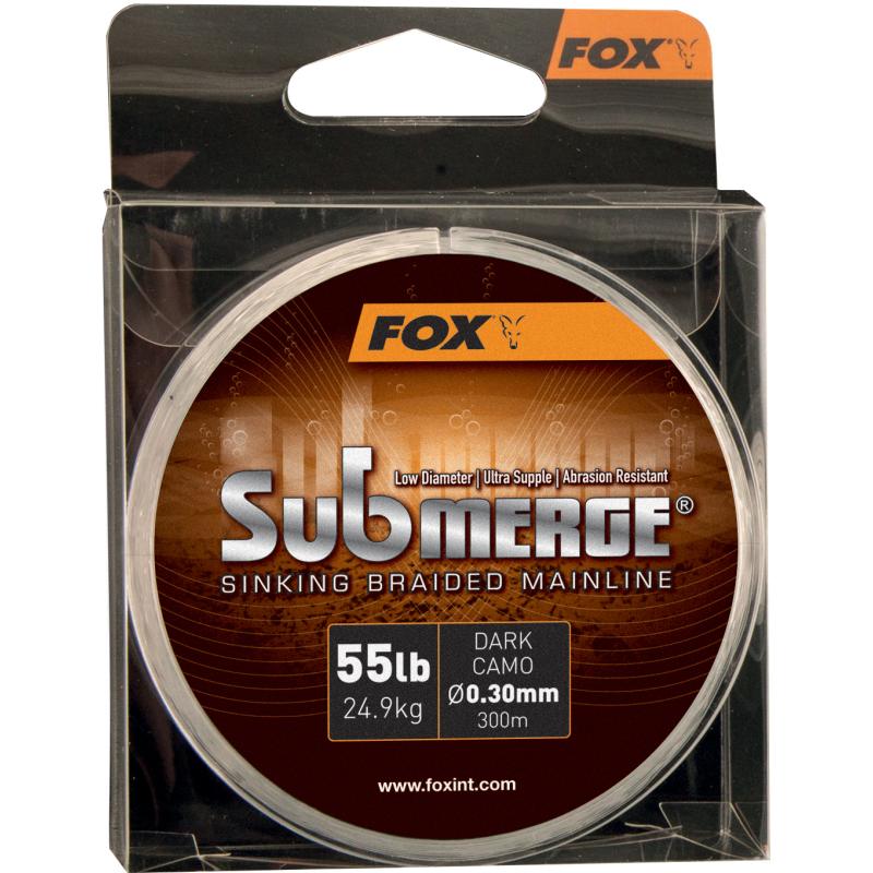 FOX Submerge Dark Camo Sinking Braid x 300m 0.16mm 25lb/11.3kg