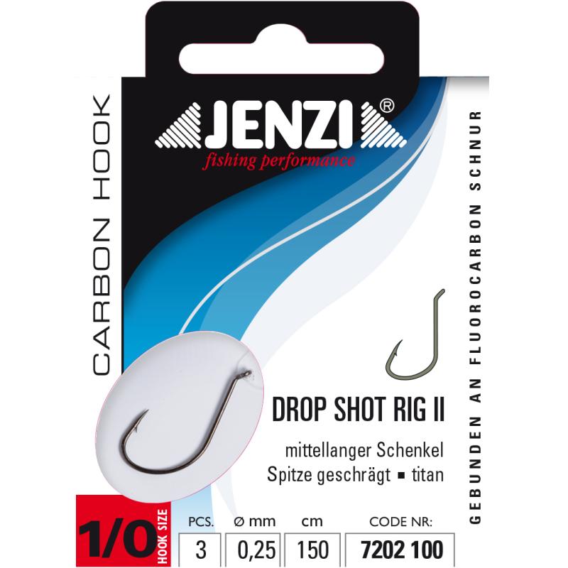 JENZI Drop-Shot Rig / Vorfach Größe 1/0 titan mittellanger Schenkel