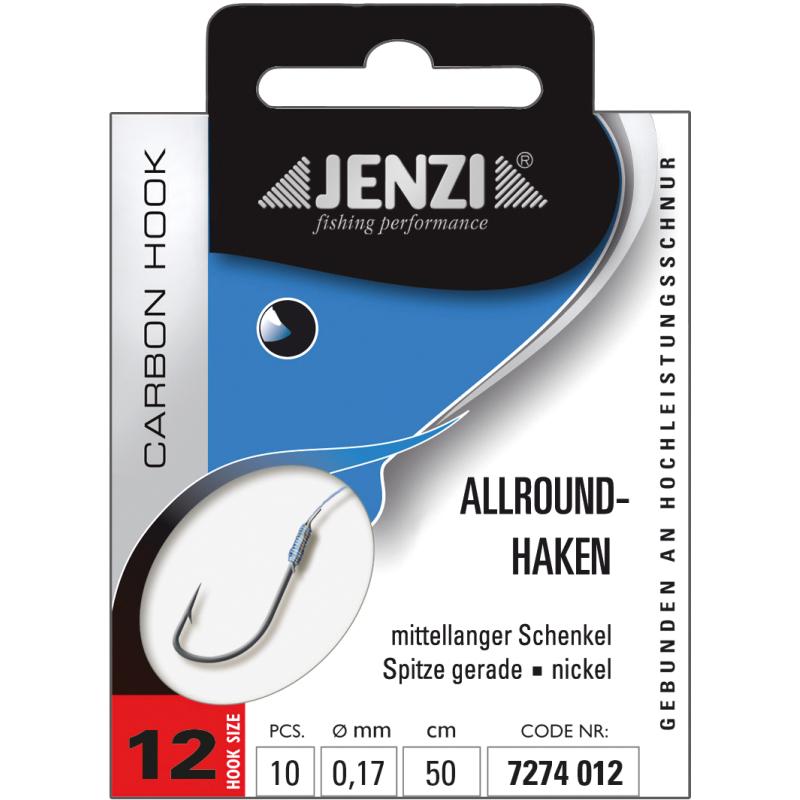 JENZI all-round hook tied color nickel size 12 0,17mm 50cm