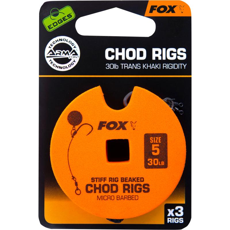 FOX Edge Armapoint steife Rig beaked Chod Rigs x 3 30lb