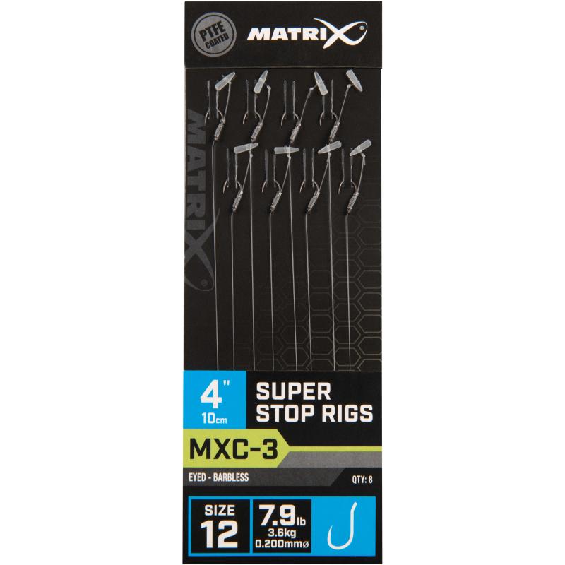 Matrix Mxc-3 Gréisst 12 Barbless 0.20mm 4" 10cm Super Stop 8Pcs