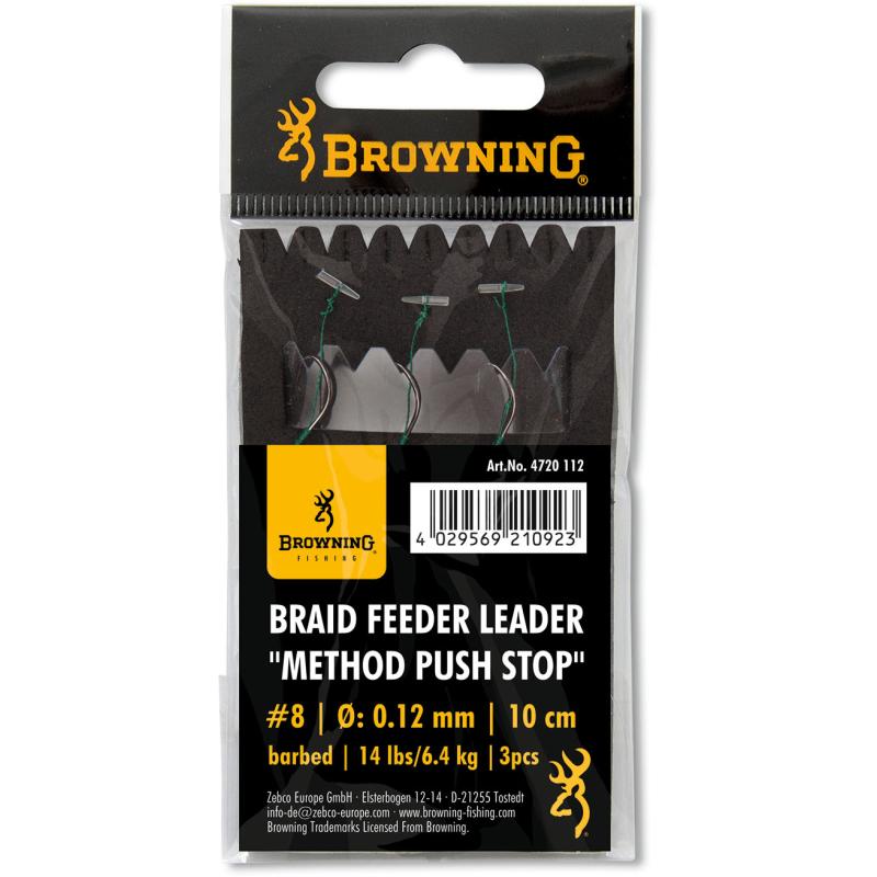 8 Braid Feeder Leader Method Push Stop Bronze 6,4kg 0,12mm 10cm 3 Stécker