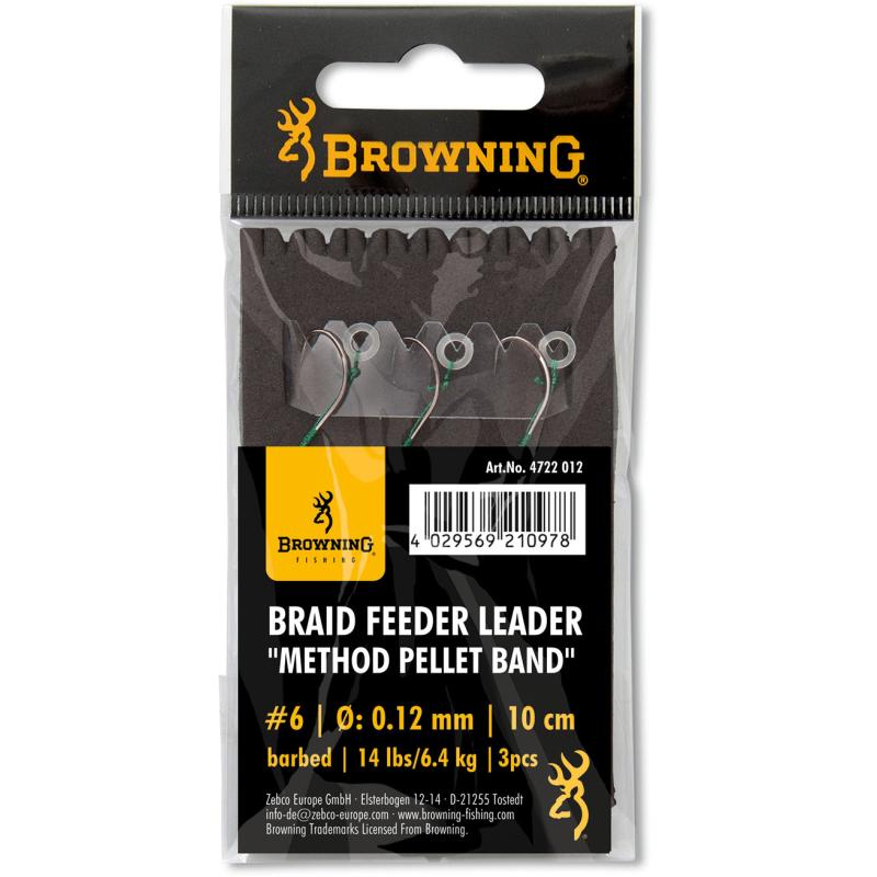4 Braid Feeder Leader Method Pellet Band Bronze 7,3kg 0,14mm 10cm 3 Stécker