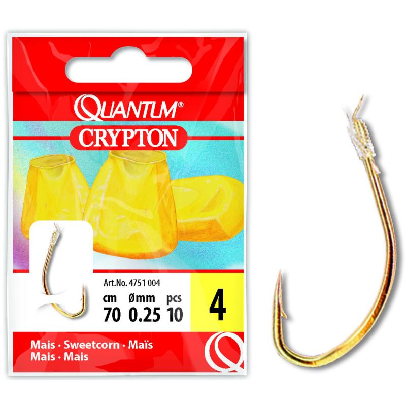 Quantum # 4 Crypton Corn Leader Hooks goud 0,25mm 70cm 10 stuks