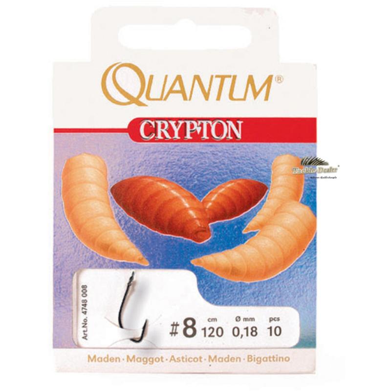 Quantum # 12 Crypton Maggot Leader Hooks noir 0,14mm 40cm 10 pièces