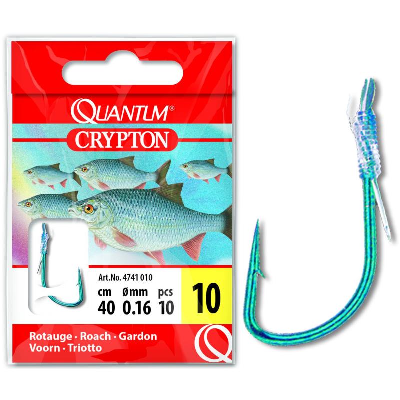 Quantum # 10 Crypton Roach Leader Hooks blauw 0,16mm 40cm 10 stuks