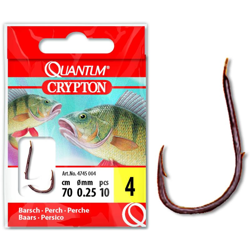 Quantum # 4 Crypton Perch leader hook black nickel 0,25mm 70cm 10 pièces