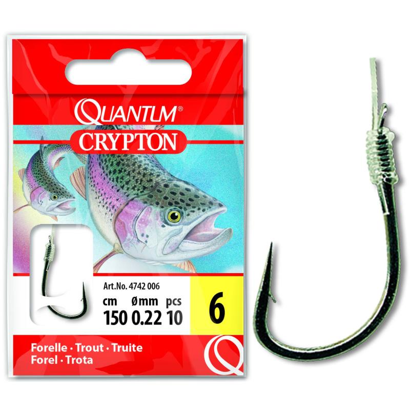 Quantum # 10 Crypton Trout Leader Hook noir nickel 0,18mm 150cm