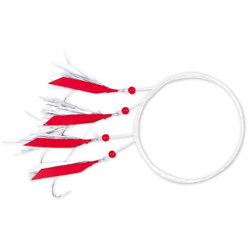 Zebco mackerel leader with 4 red silver flies