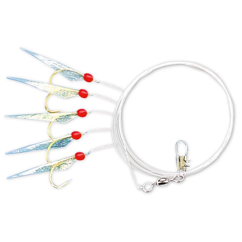 Zebco herring leader, 5 flies made of real fish skin with gold hooks