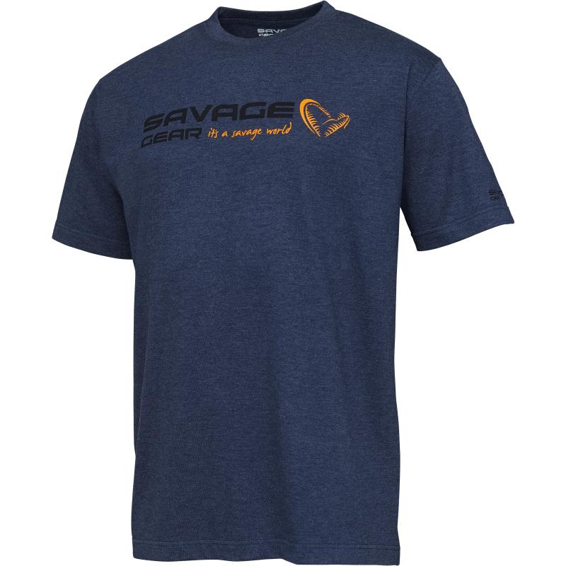 T-Shirt Savage Gear Signature Logo Xxl Bleu Melange