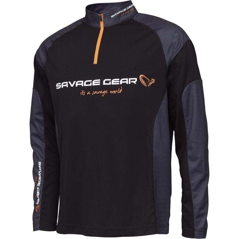 Savage Gear Tournament Gear Shirt 1/2 Zip L Zwart Inkt
