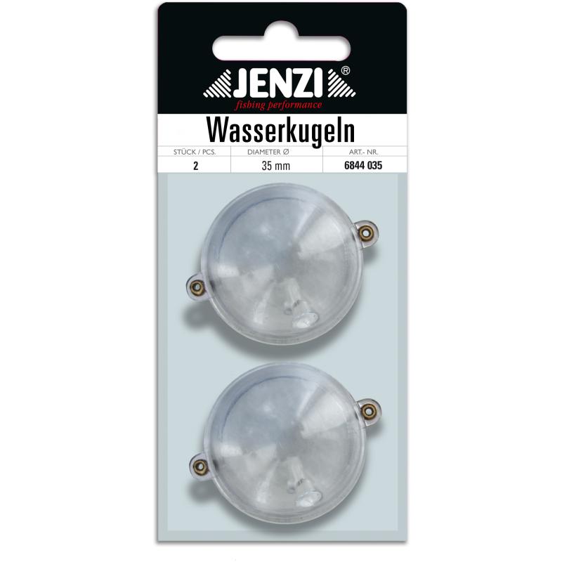 JENZI water ball round with 2 metal eyelets trans 35mm