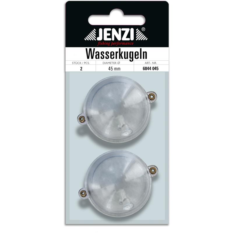 JENZI water ball round with 2 metal eyelets trans 40mm
