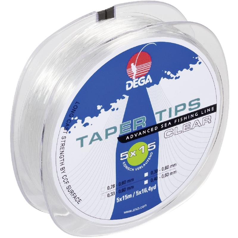 DEGA Taper Tips Clear leader 0,33-0,60mm lengte: 15m