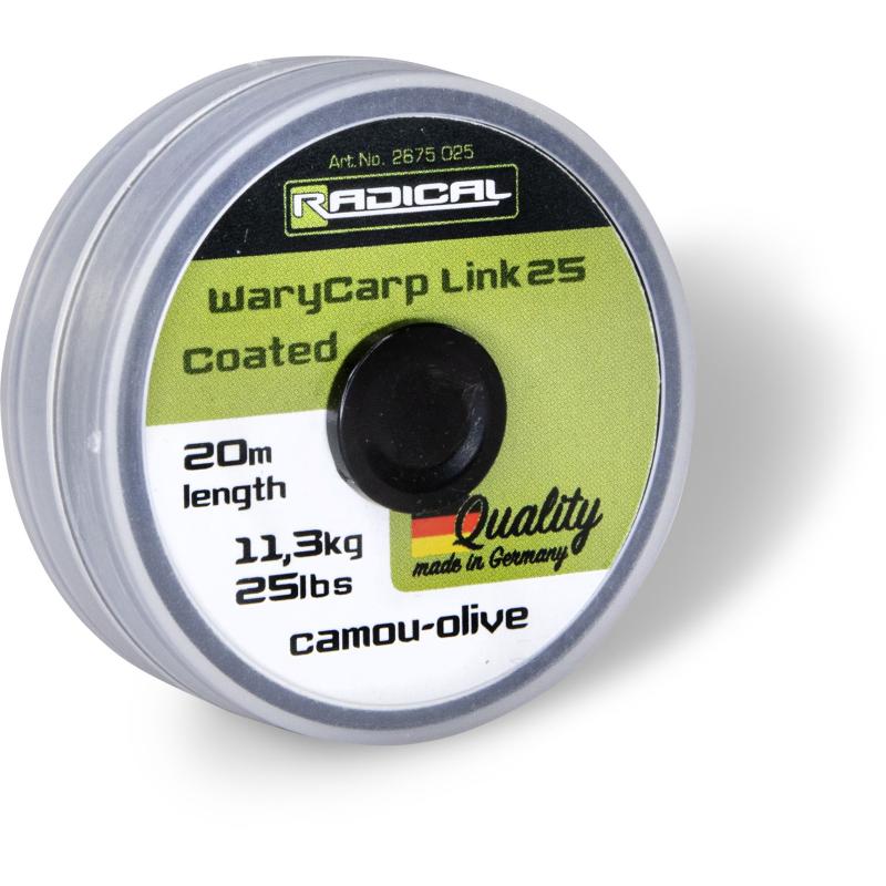 Radical WaryCarp Link Coated 25 L: 20m 11,3 kg / 25lbs camou-olijf