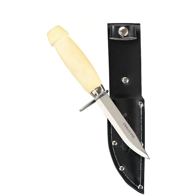 Couteau de loisir FLADEN, manche en plastique aspect bois. lame de 10 cm