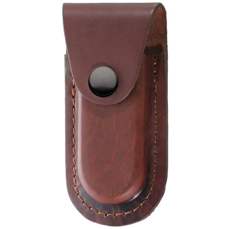 Herbertz brown leather case, belt loop, lengthways & crossways portable, L 15cm