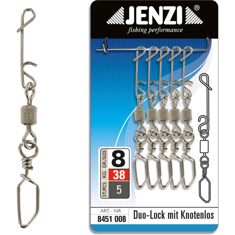 JENZI NO KNOT connector with Duo-Lock carabiner swivel X-Strong 38 kg