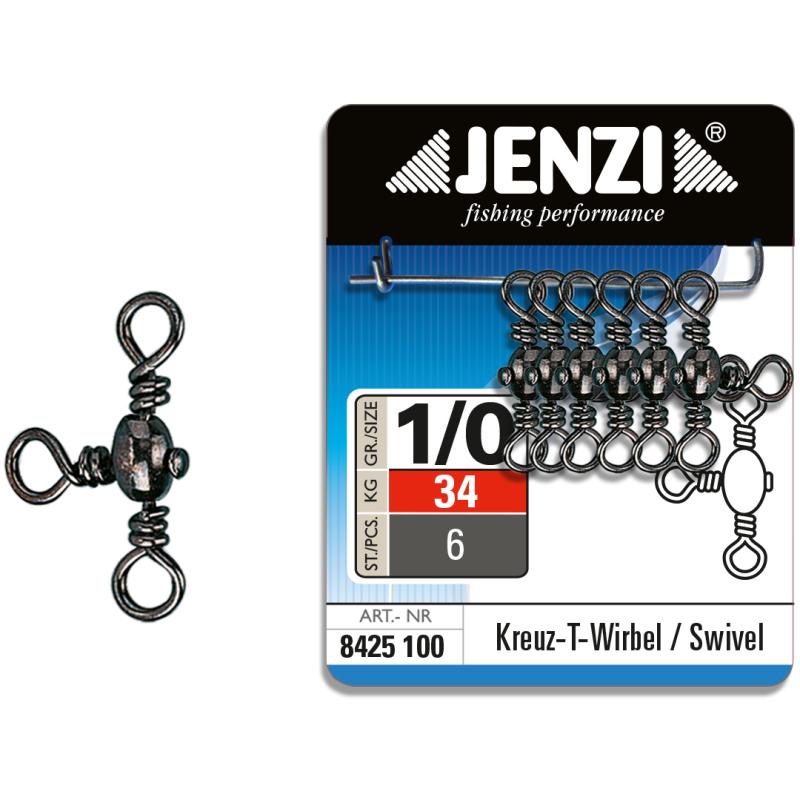 JENZI CROSS SWIVEL Black Nickel maat 1/0 34kg