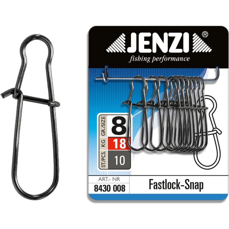 JENZI Fastlock-Snap pivotant Couleur noir-nickel Taille 8kg test 18kg