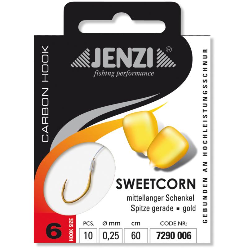 JENZI sweetcorn hook, tied size 6, 0,25mm, 60cm