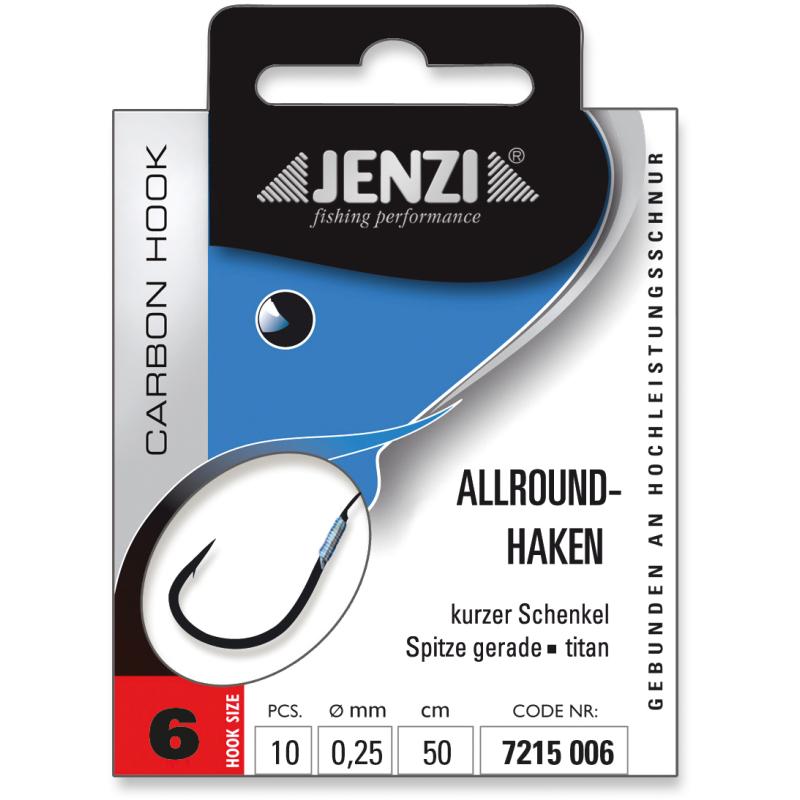 JENZI all-round hook tied size 6 0,25mm 50cm