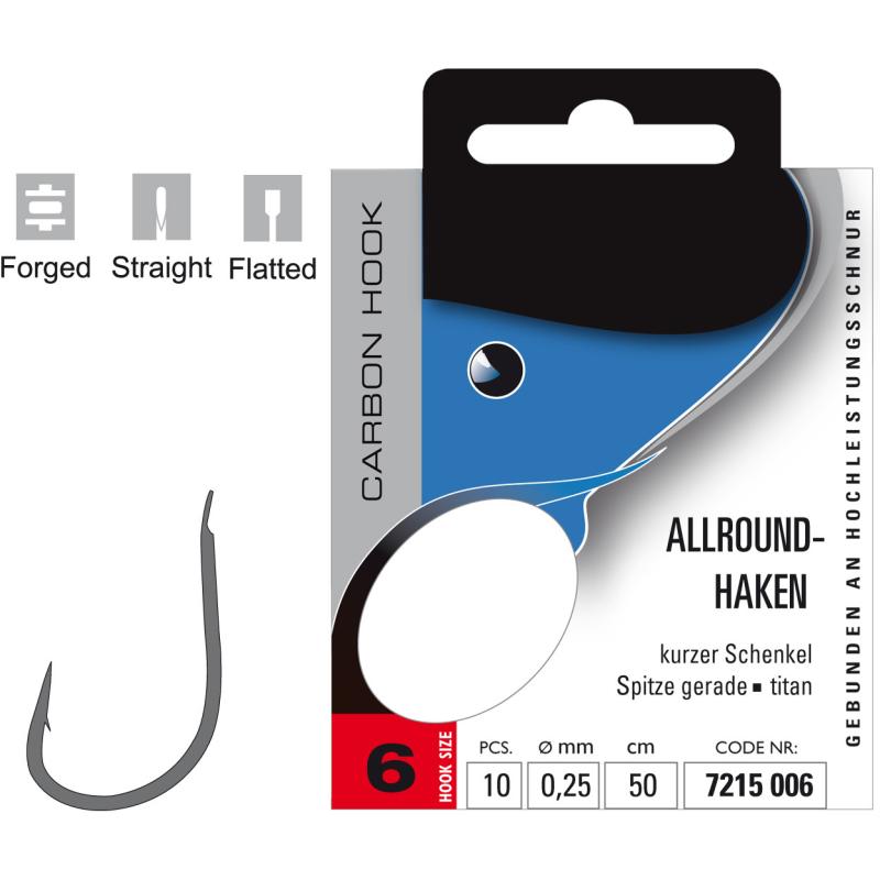 JENZI all-round hook tied size 6 0,25mm 50cm
