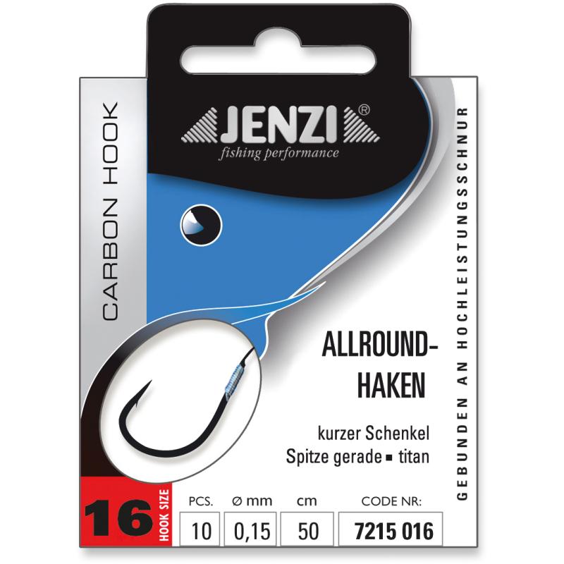 JENZI all-round hook tied size 16 0,15mm 50cm
