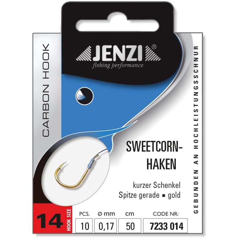 JENZI Sweetcorn Hook, tied size 14 0,17mm 50cm