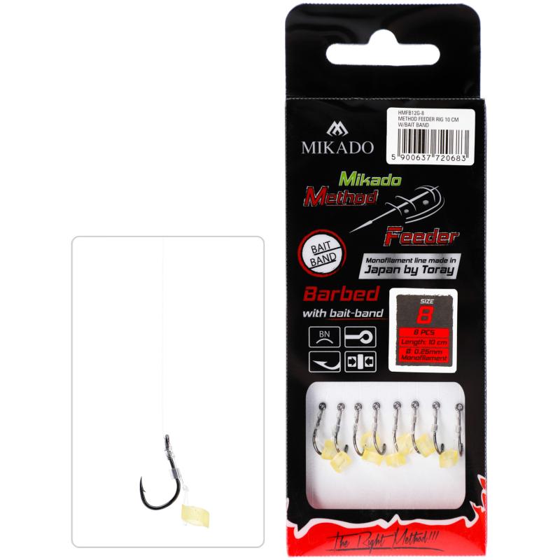 Method Feeder Rig with Rubber Mono Chinu - Hook Gr. 8 / 0.25mm / 10cm - 8pcs