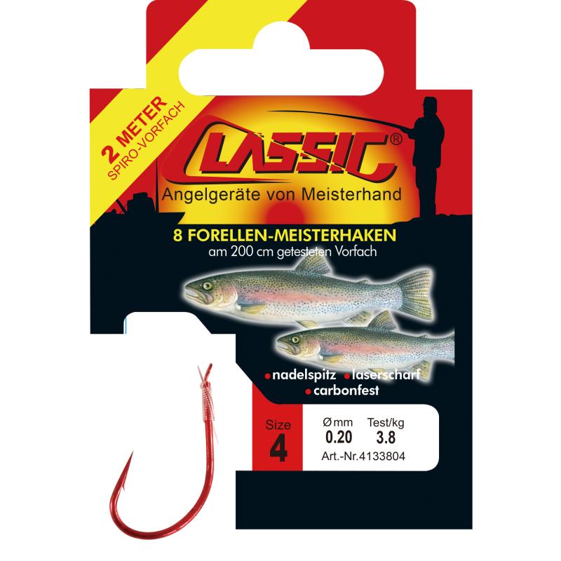 Paladin Classic trout hook tied red size 6 0,20mm 3,8 kg 200 cm SB8