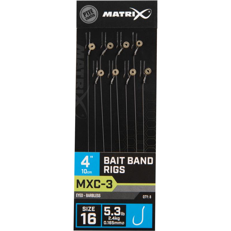 Matrix Mxc-3 Gréisst 16 Barbless 0.165mm 4"10cm Bait Band 8Pcs