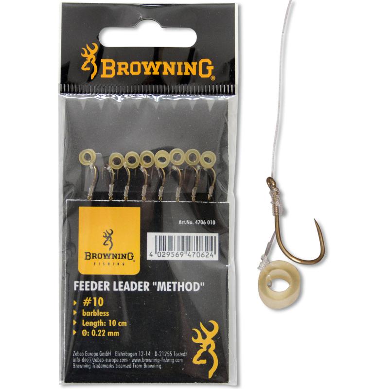 14 Feeder Method leader hooks pellet tape bronze 2,8kg 0,18mm 10cm 8pcs