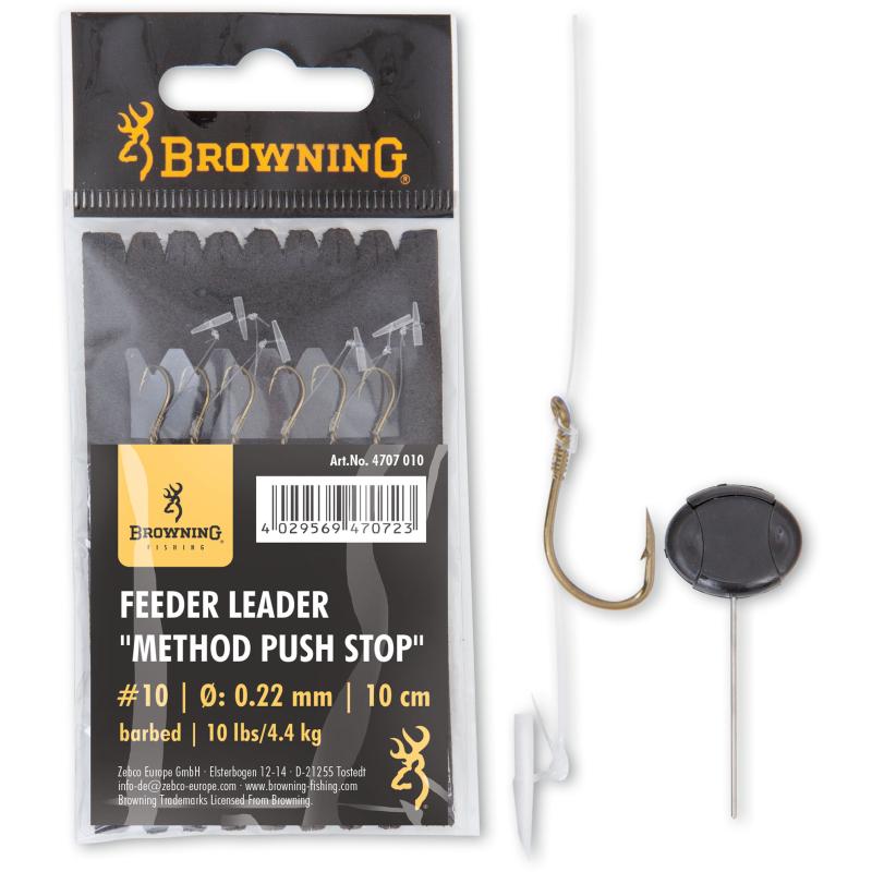 10 Feeder Leader Method Push Stop Bronze 10lbs, 4,5kg 0,22mm 10cm 6 Stécker