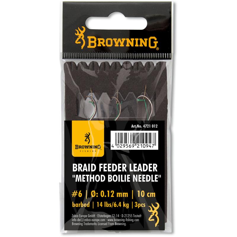 6 Braid Feeder Leader Method Boilie Needle bronze 6,4kg 0,12mm 10cm 3pcs