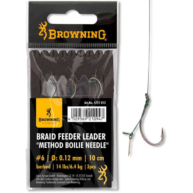 4 Braid Feeder Leader Method Aiguille de bouillette bronze 7,3kg 0,14mm 10cm 3pcs