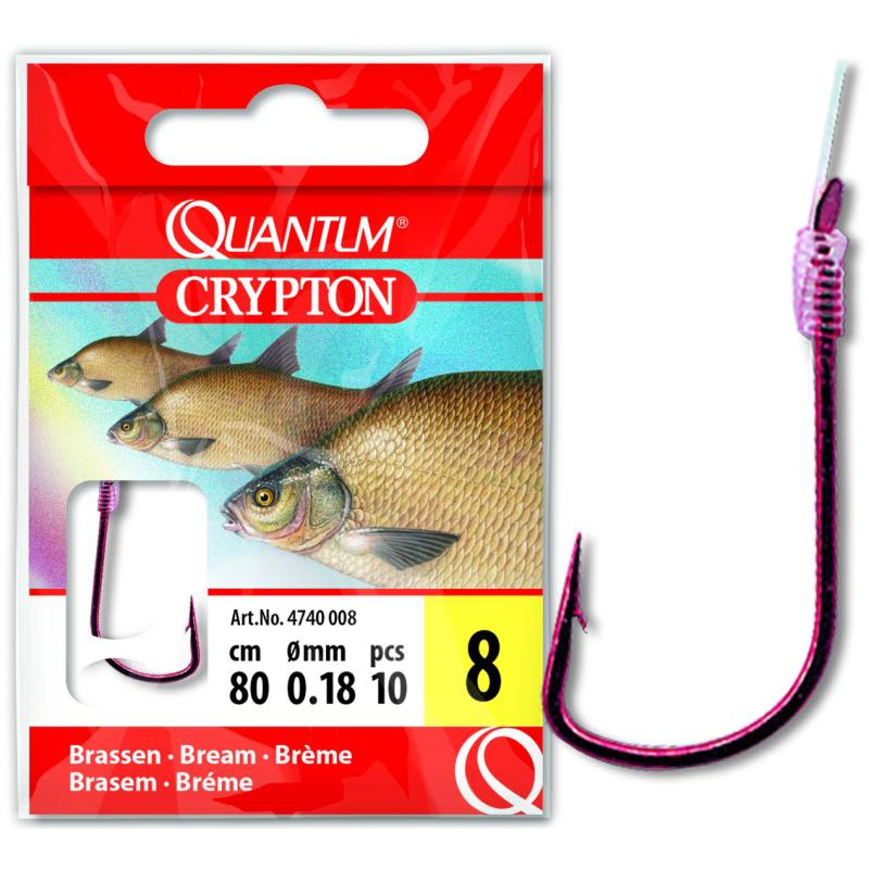 Quantum #10 Crypton Brassen Vorfachhaken rot 0,16mm 80cm 10Stück