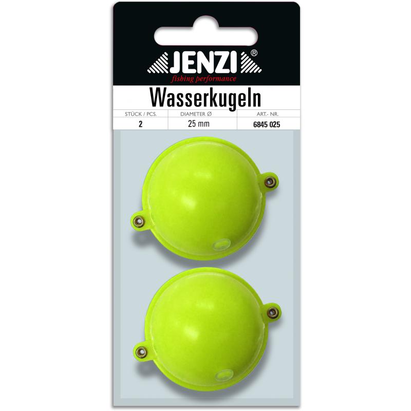 JENZI water ball round with 2 metal eyelets 25mm yellow