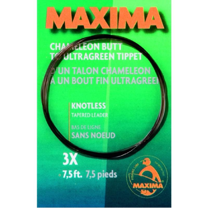 FLY FISHING LEADERS 10 1/2FT.- 4X- 4LB. 6 TAPERED LEADERS MAXIMA CHAMELEON 