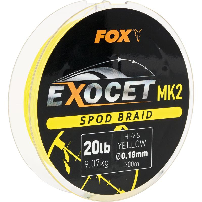 FOX Exocet MK2 Spod Braid 0.18mm / 20lb X 300m geel