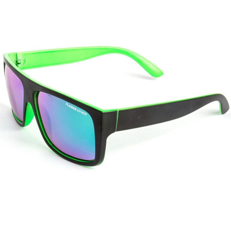 FLADEN zonnebril, gepolariseerd, zwart / groen frame, blauwe spiegel