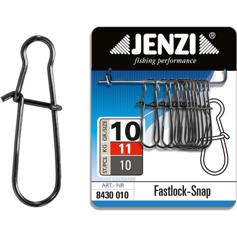 JENZI Fastlock-Snap wartel Kleur zwart-nikkel Maat 10kg test 11kg