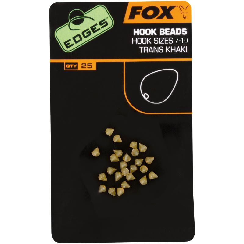 FOX Kanten Hook Bead x 25 Gréisst 7-10 trans khaki