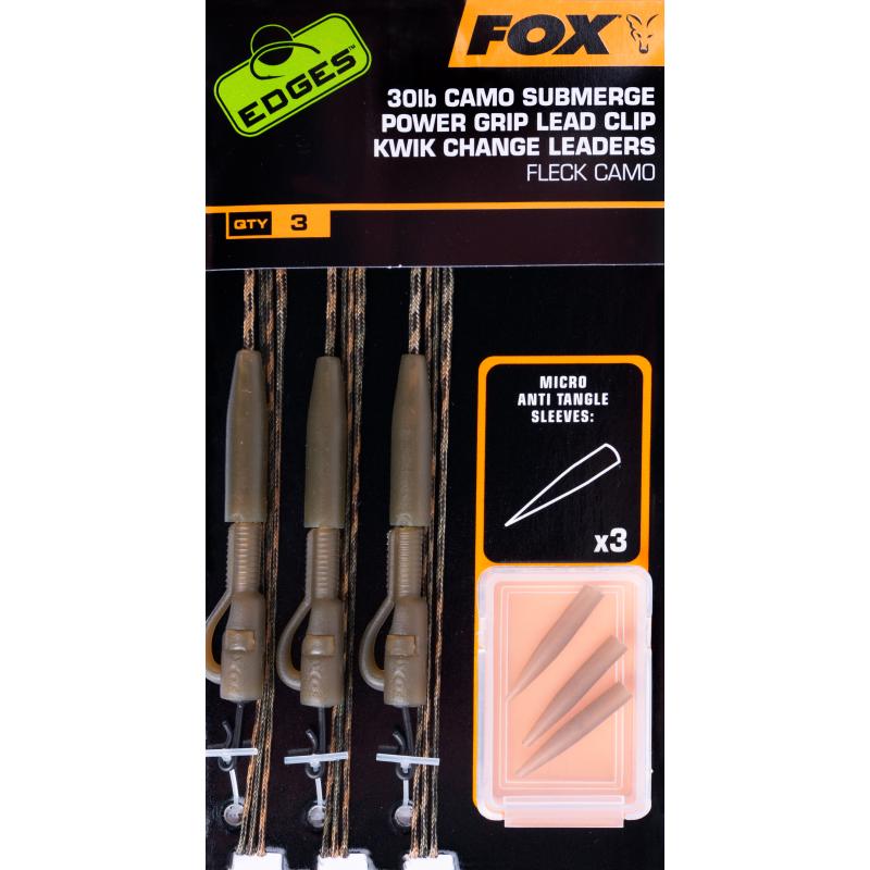 FOX Edges Camo Submerge Power Grip Lead Clip Kwik Kit de changement 30lb