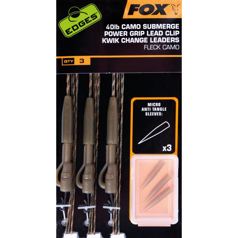 FOX Edges Camo Submerge Power Grip Lead Clip Kwik Kit de changement 40lb